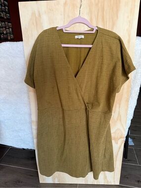 Madewell Olive Wrap-Style Midi Dress